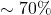 \sim 70\%