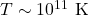 T \sim 10^{11} \text{ K}